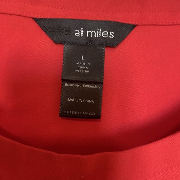 Ali Miles Tunic Top Embroidered Cut Out 3/4 Sleeves Red Size Large - Picture 4 of 11
